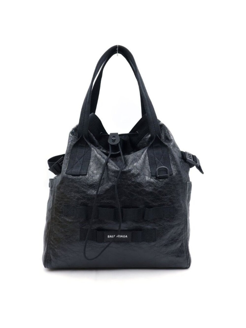 Balenciaga Army Medium Hand Tote Bag Arena Lambskin Leather Black